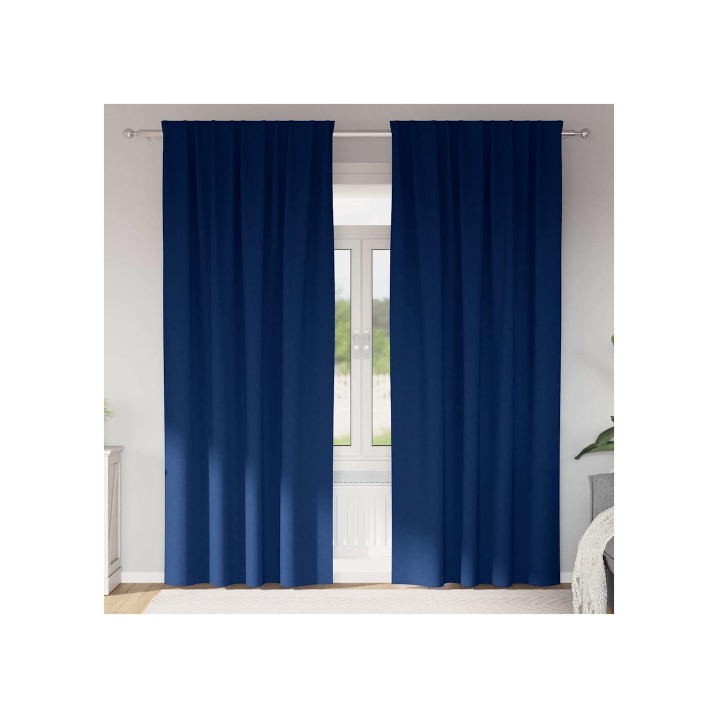 Rideaux occultants avec anneaux 2 pc Bleu foncé 245 x 140 cm