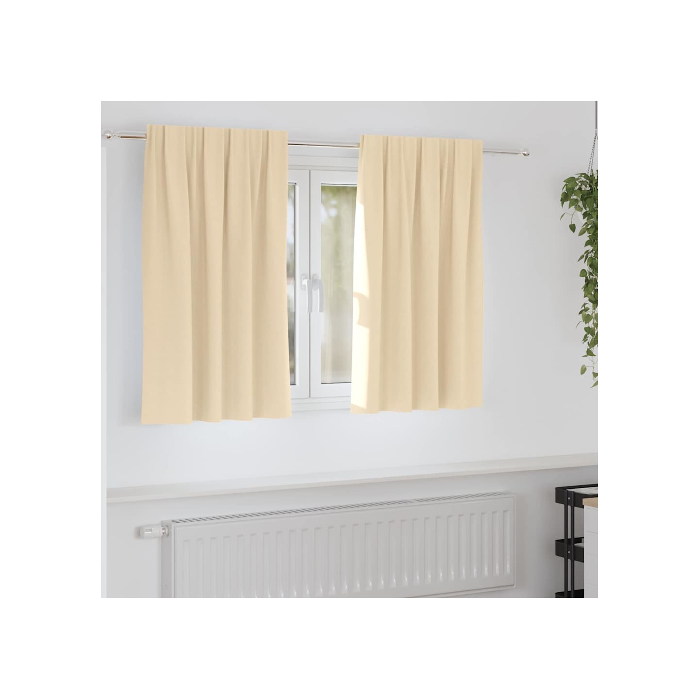 Rideaux occultants avec anneaux 2 pc Crème 140 x 140 cm