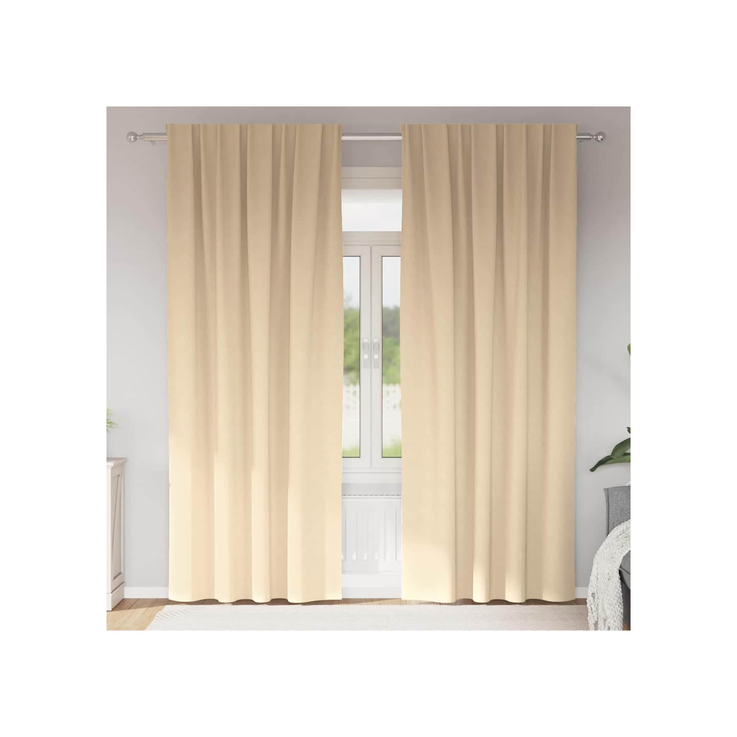 Rideaux occultants avec anneaux 2 pc Crème 260 x 140 cm