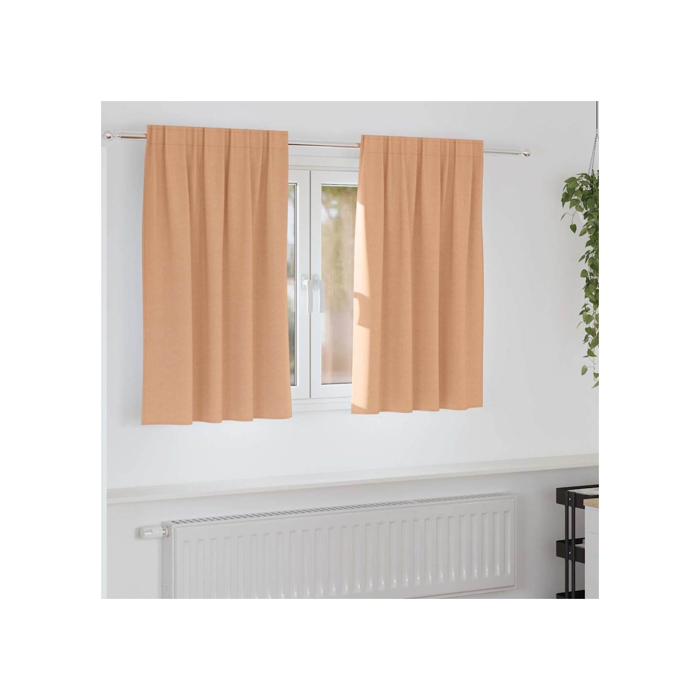Rideaux occultants avec anneaux 2 pc Marron Clair 140 x 140 cm