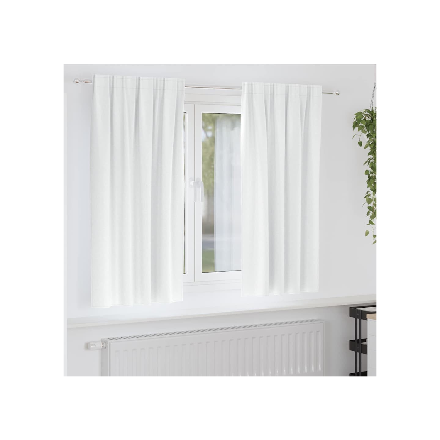 Rideaux occultants avec anneaux 2 pc Blanc lumineux Polyester