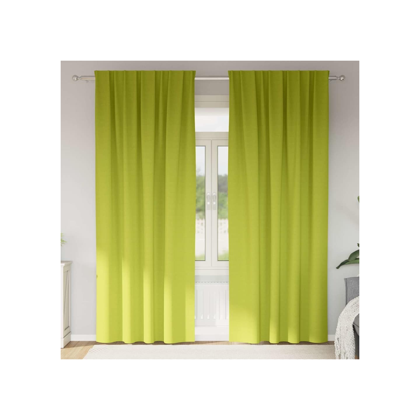 Rideaux occultants avec anneaux 2 pc Vert 225 x 140 cm