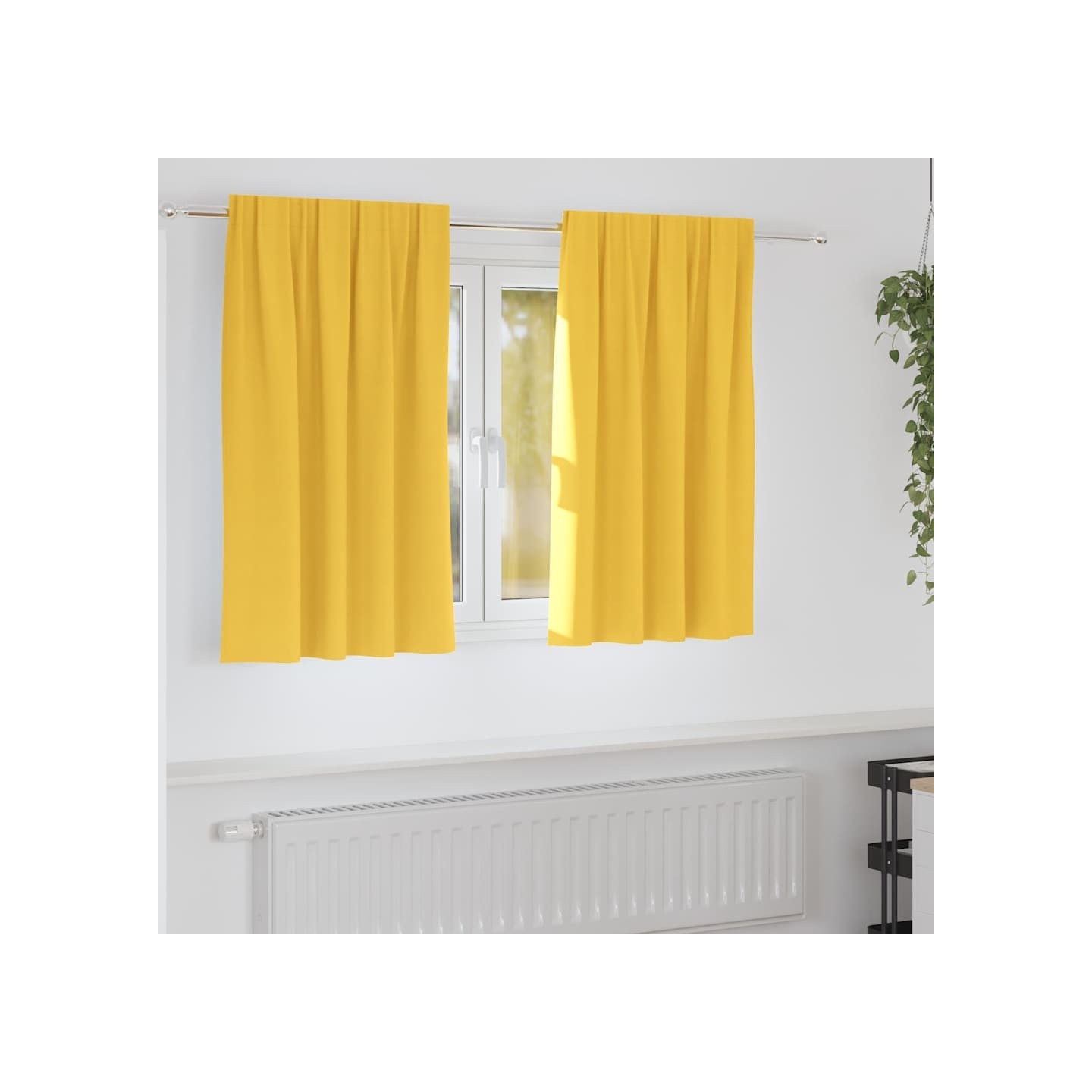 Rideaux occultants avec anneaux 2 pc Jaune moutarde Polyester