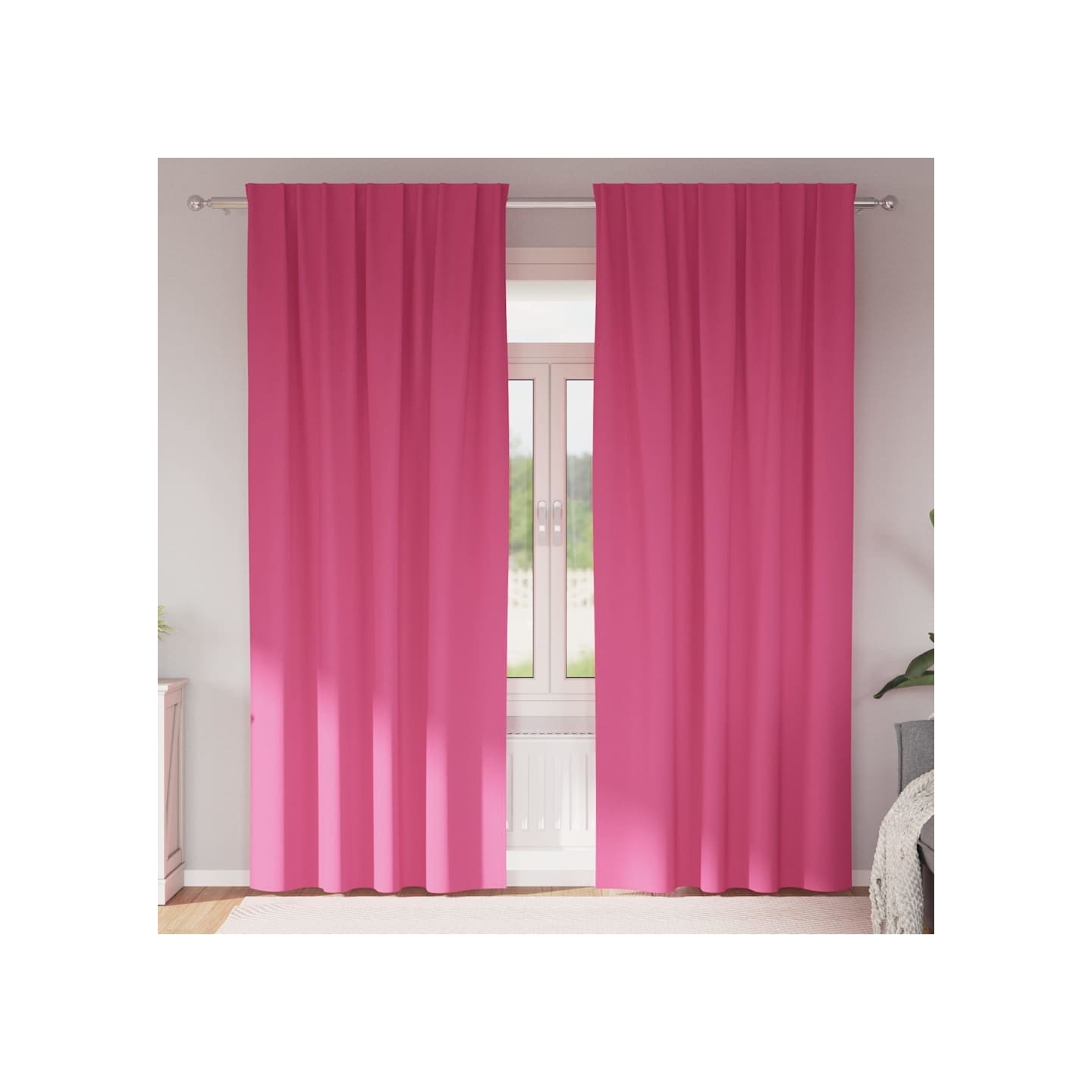 Rideaux occultants avec anneaux 2 pc Rose vif 245 x 140 cm