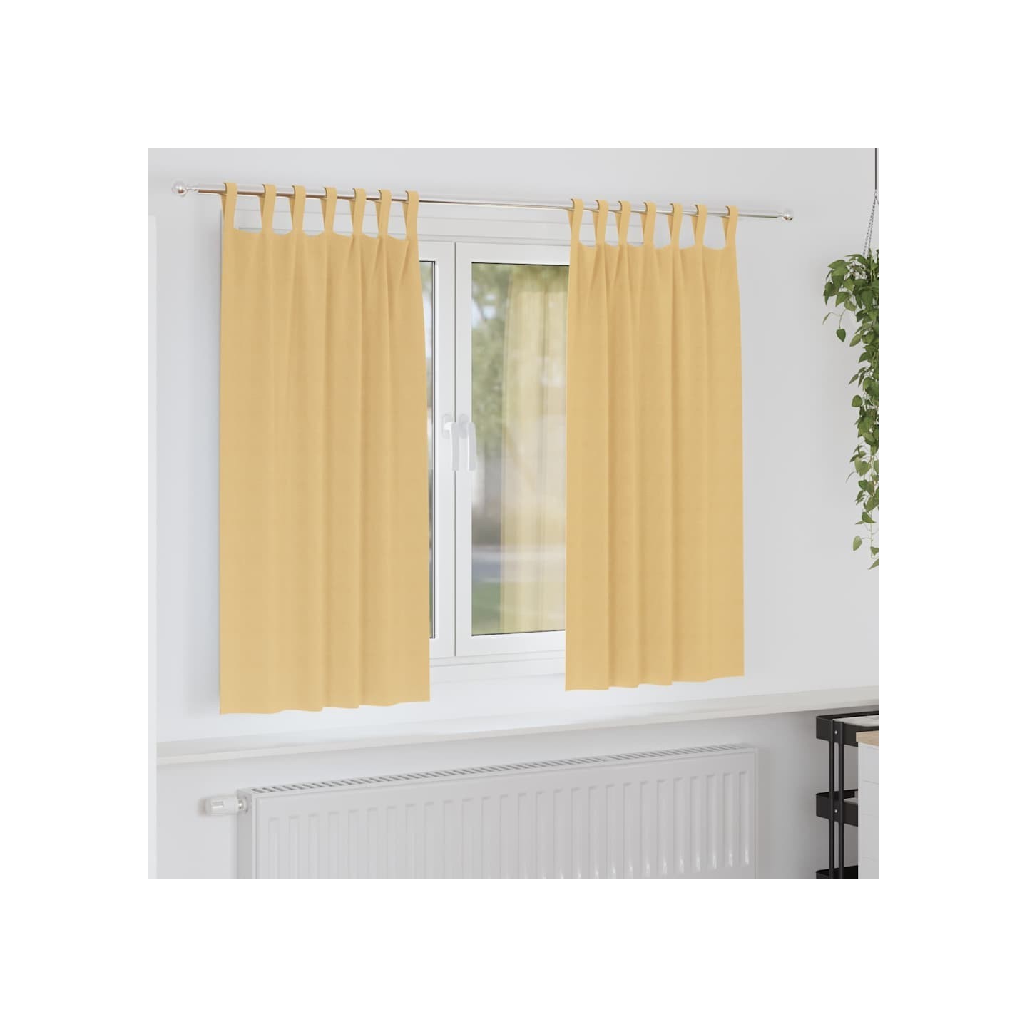 Rideaux occultants avec anneaux 2 pc Beige 175 x 140 cm