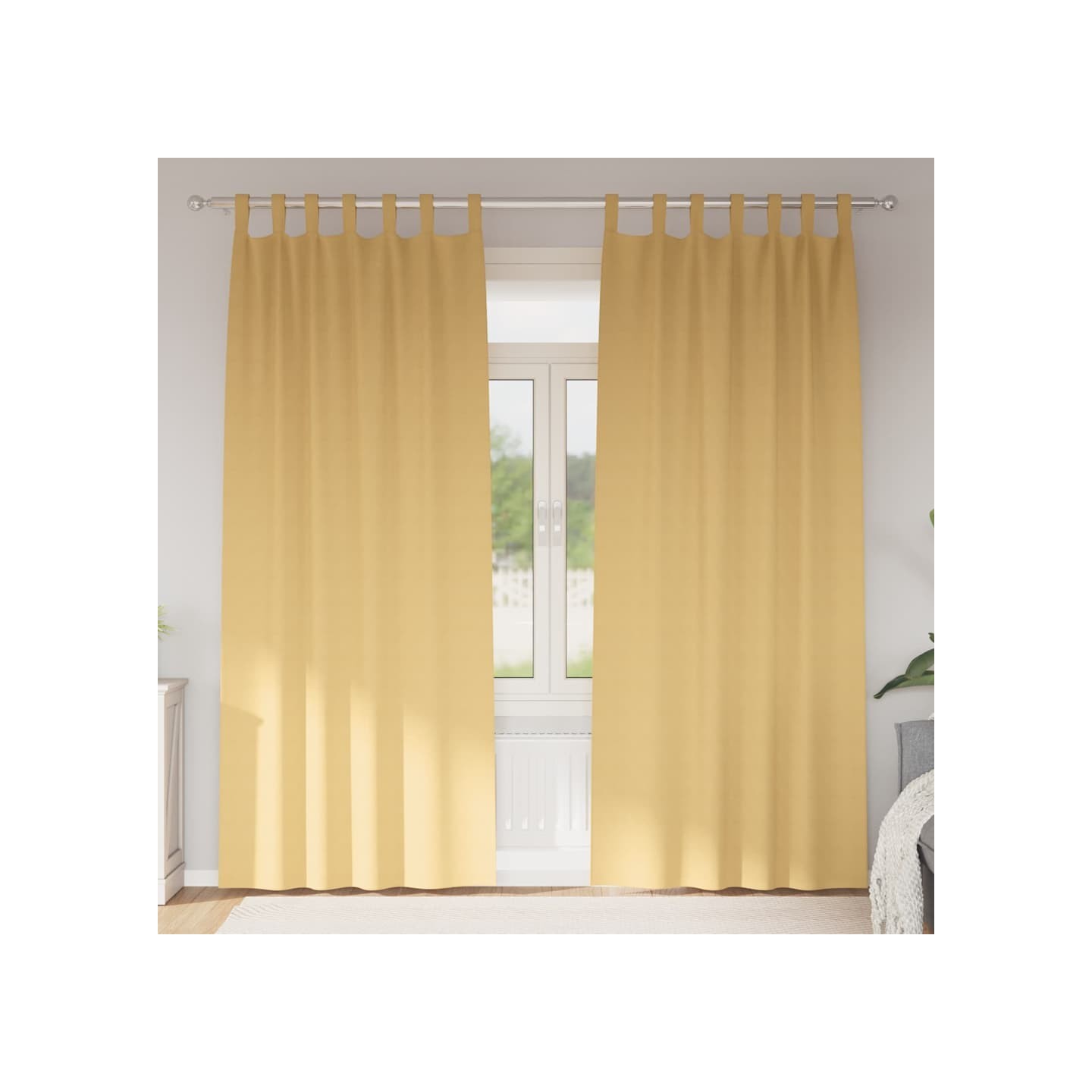 Rideaux occultants avec anneaux 2 pc Beige 225 x 140 cm