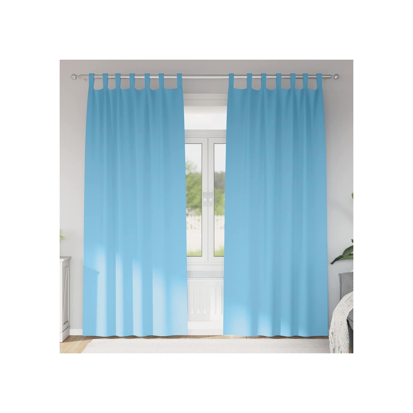 Rideaux occultants avec anneaux 2 pc Bleu clair 225 x 140 cm