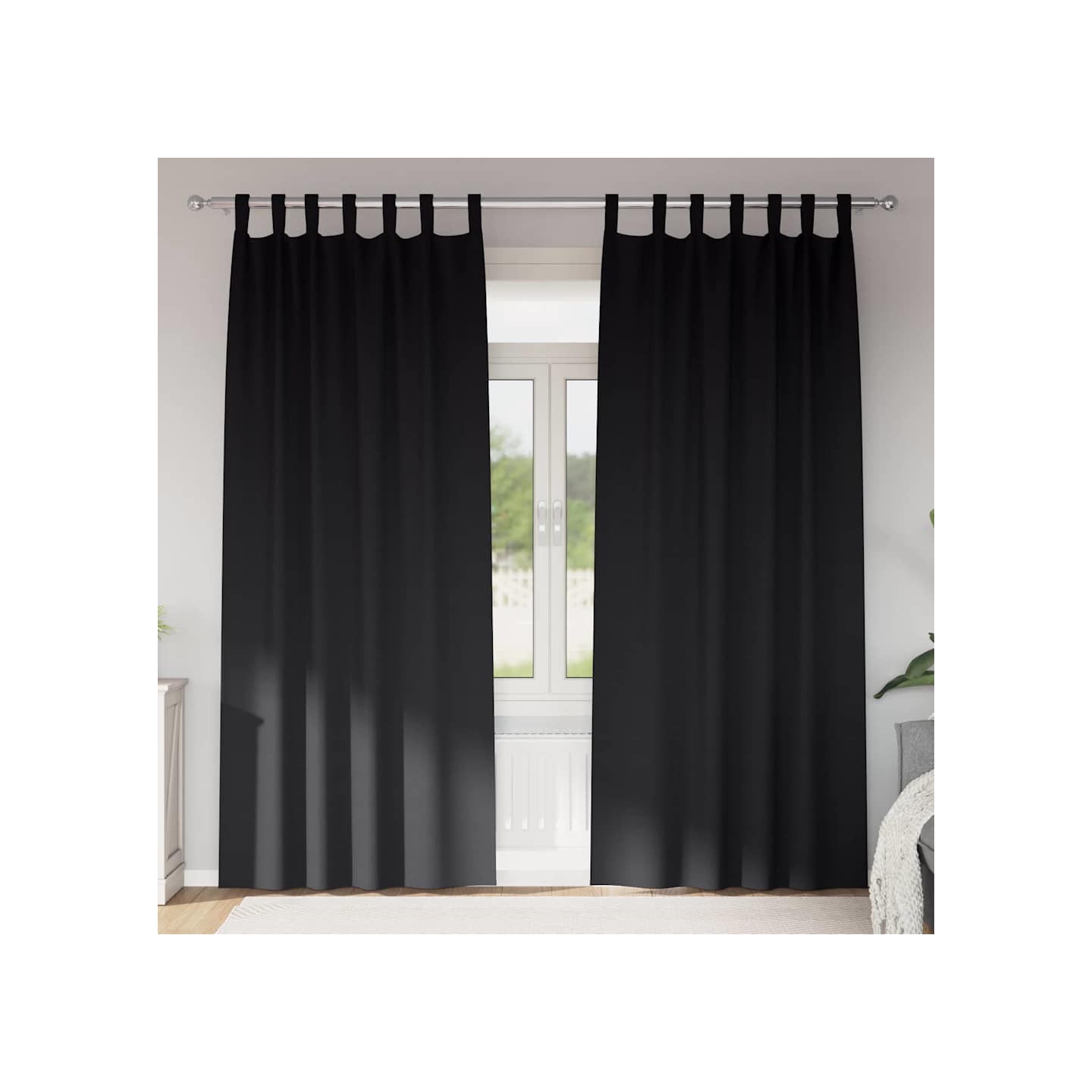 Rideaux occultants avec anneaux 2 pc Noir 245 x 140 cm