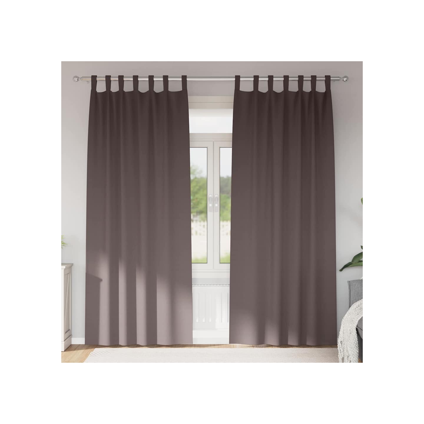 Rideaux occultants avec anneaux 2 pc Marron foncé 245 x 140 cm