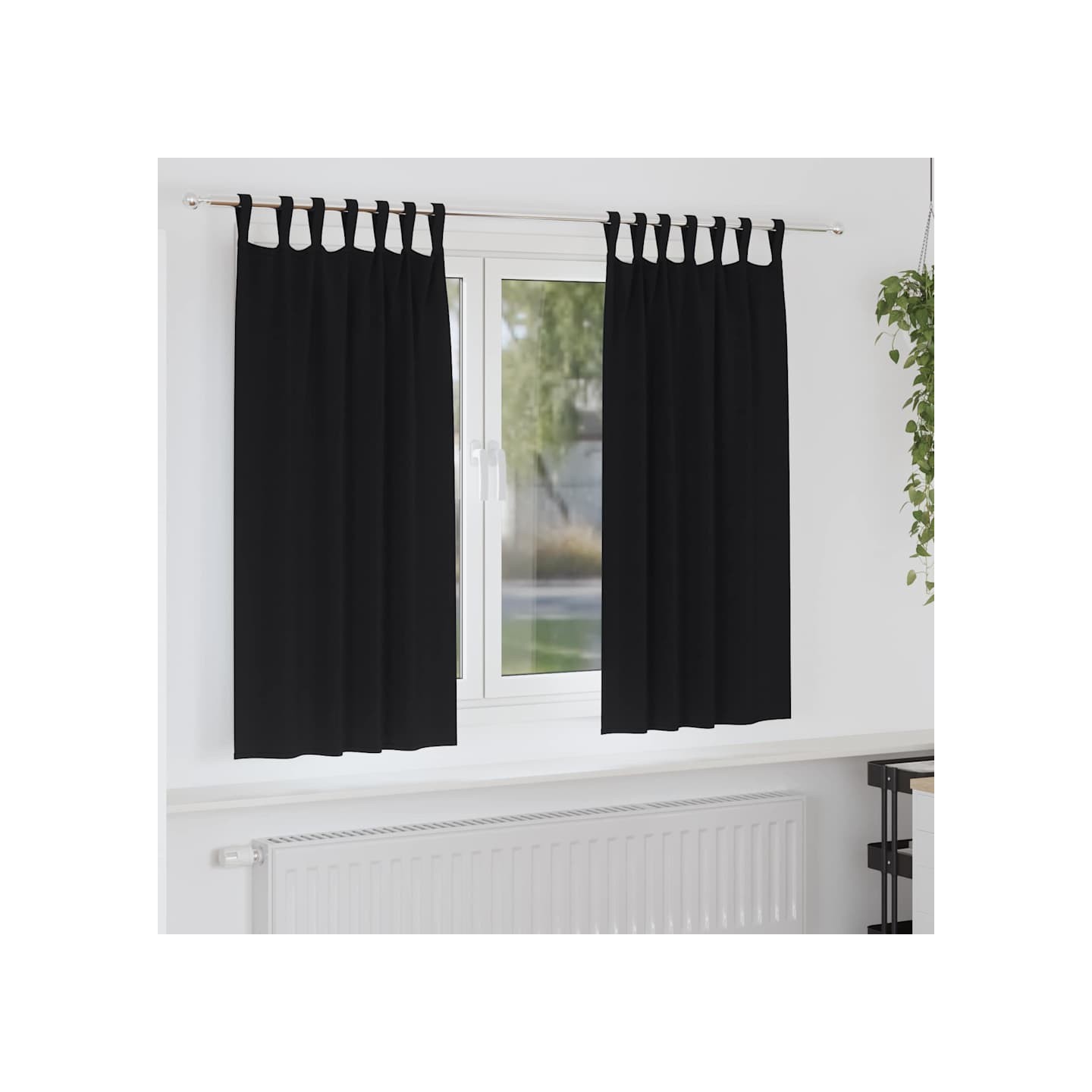 Rideaux occultants avec anneaux 2 pc Noir 175 x 140 cm