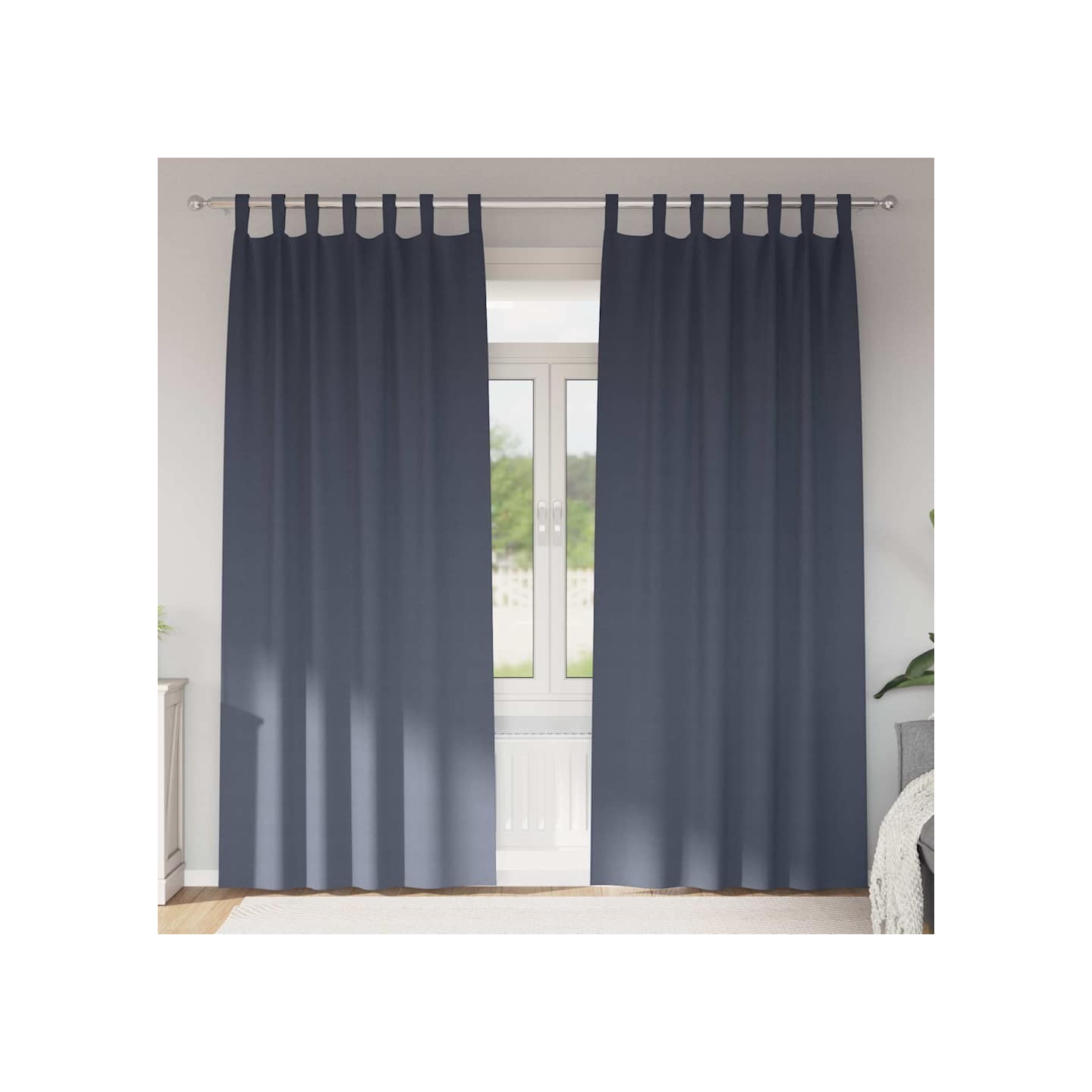 Rideaux occultants avec anneaux 2 pc Anthracite 260 x 140 cm