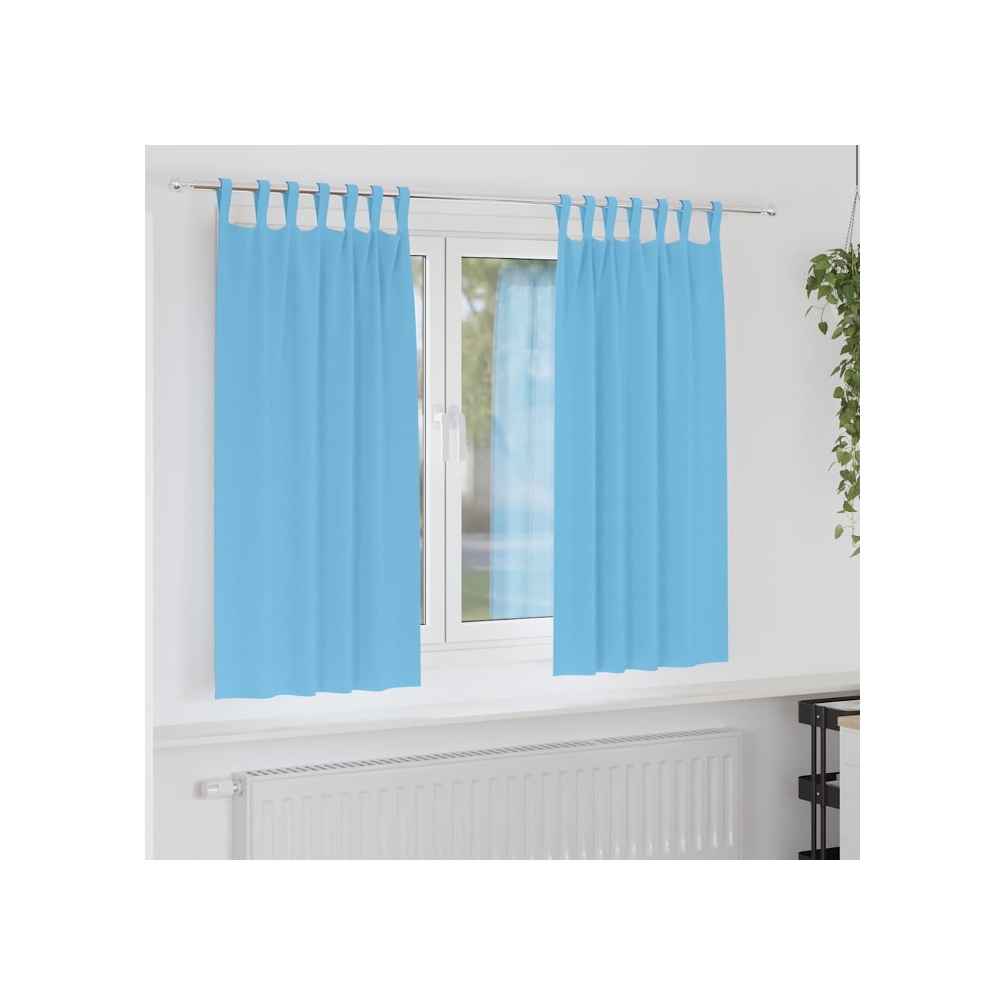 Rideaux occultants avec anneaux 2 pc Bleu clair 175 x 140 cm