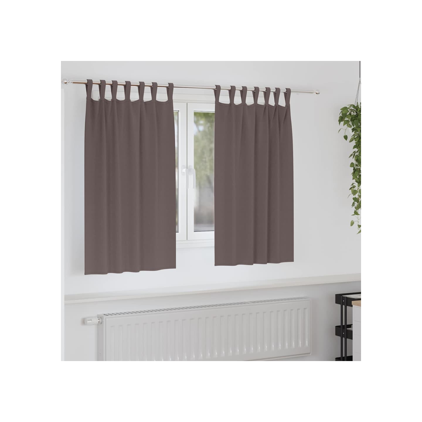 Rideaux occultants avec anneaux 2 pc Marron foncé 140 x 140 cm