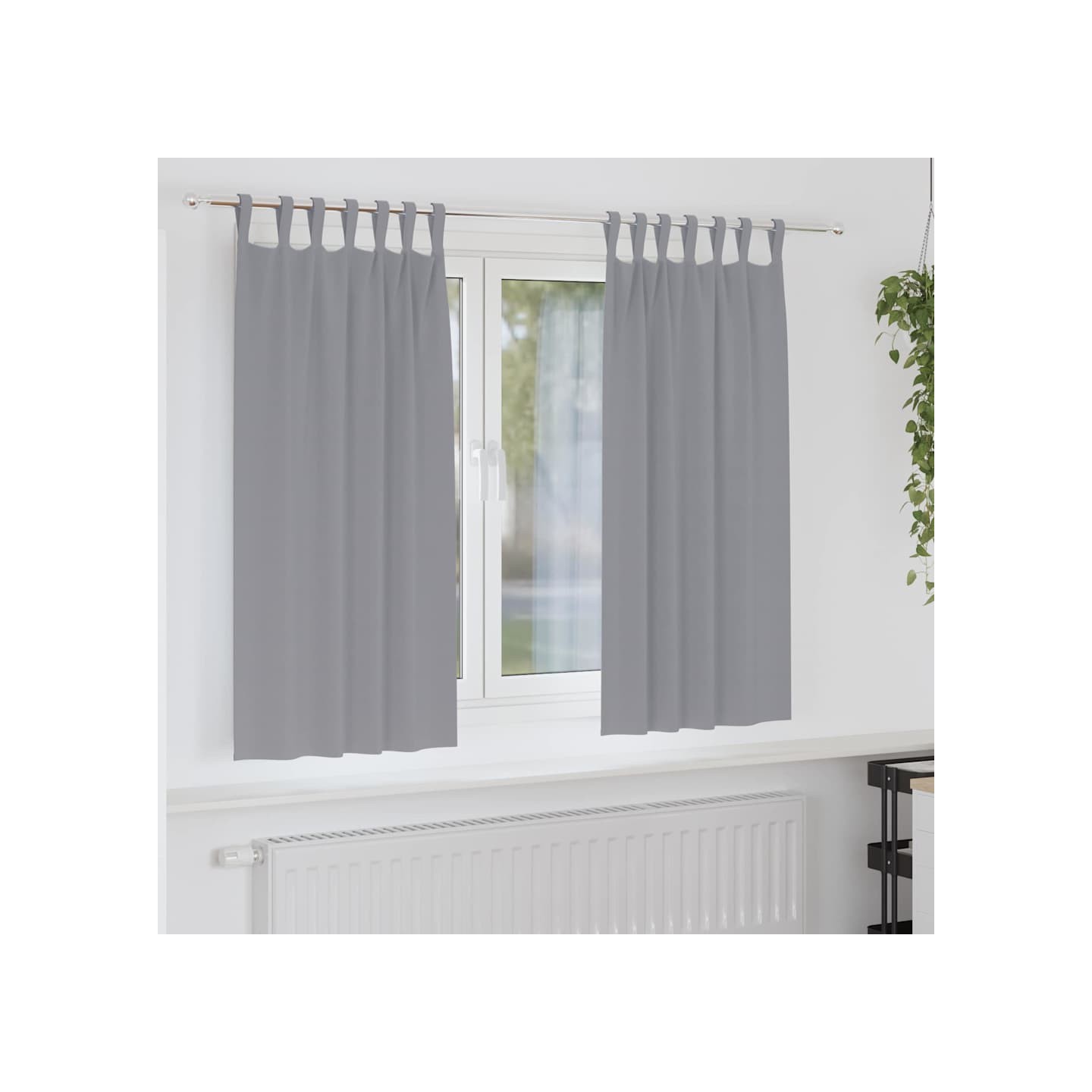 Rideaux occultants avec anneaux 2 pc Gris clair 175 x 140 cm