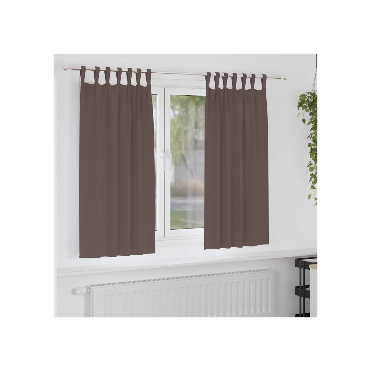Rideaux occultants avec anneaux 2 pc Marron foncé 175 x 140 cm
