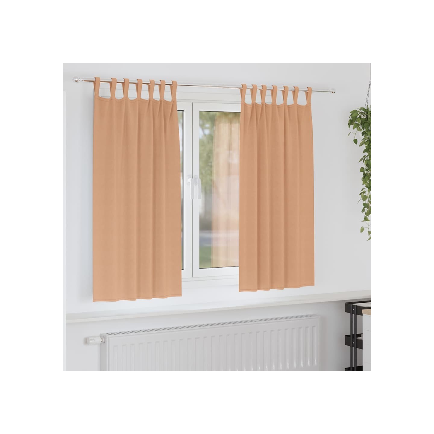 Rideaux occultants avec anneaux 2 pc Marron Clair 175 x 140 cm