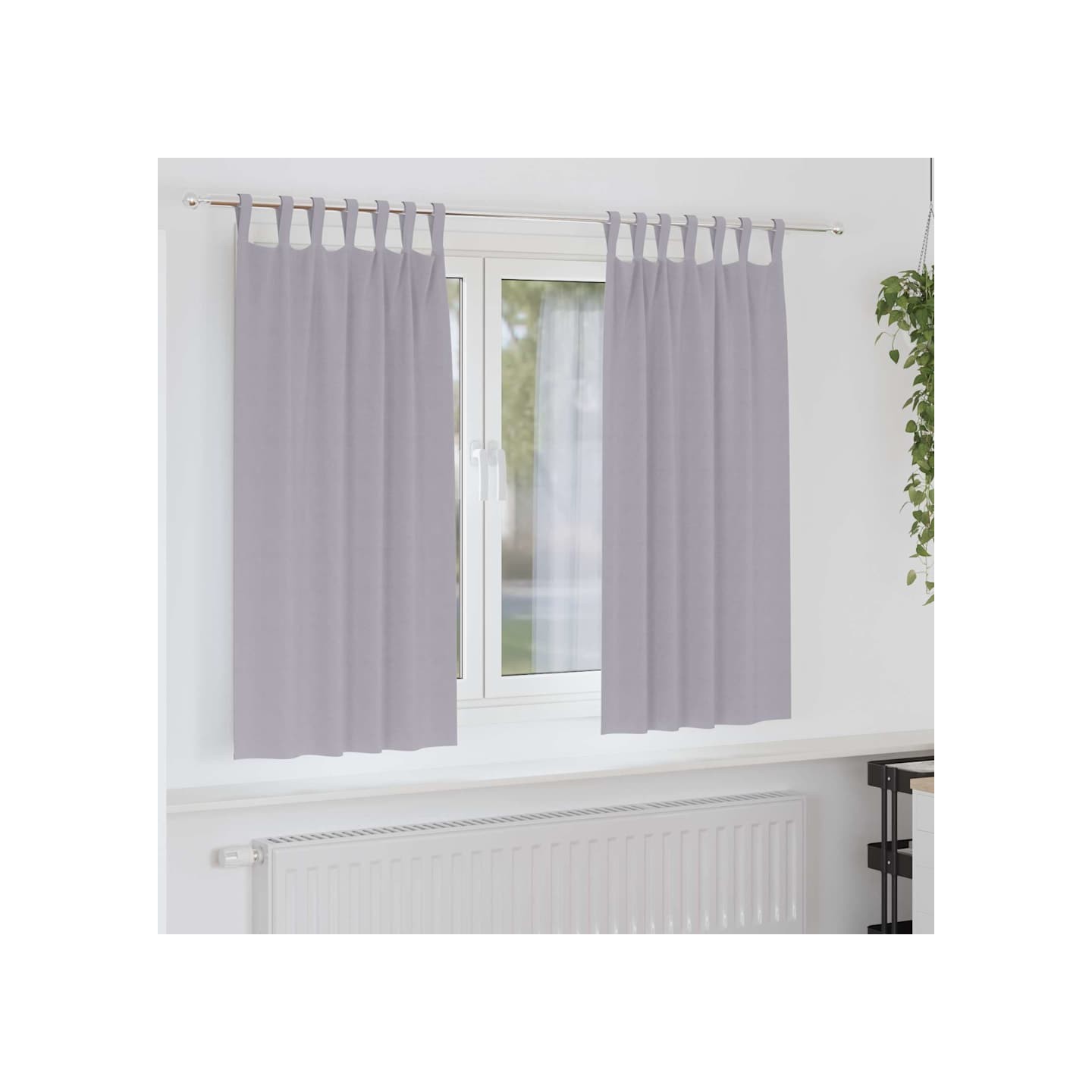 Rideaux occultants avec anneaux 2 pc Gris métal 175 x 140 cm