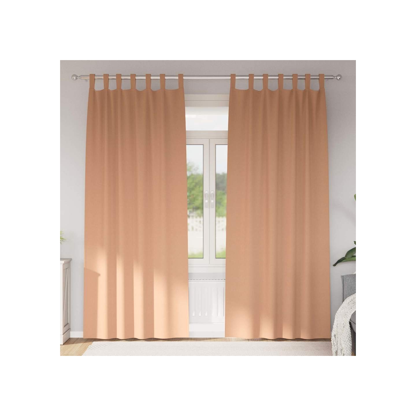 Rideaux occultants avec anneaux 2 pc Marron Clair 245 x 140 cm