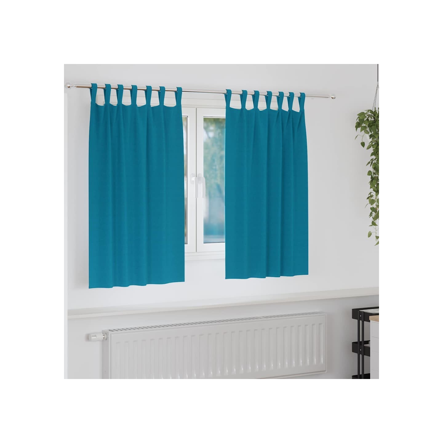 Rideaux occultants avec anneaux 2 pc Turquoise 140 x 140 cm
