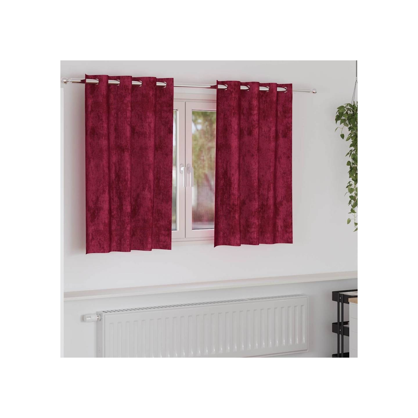 Rideaux en velours 2 pc Bordeaux 140 x 140 cm Velours