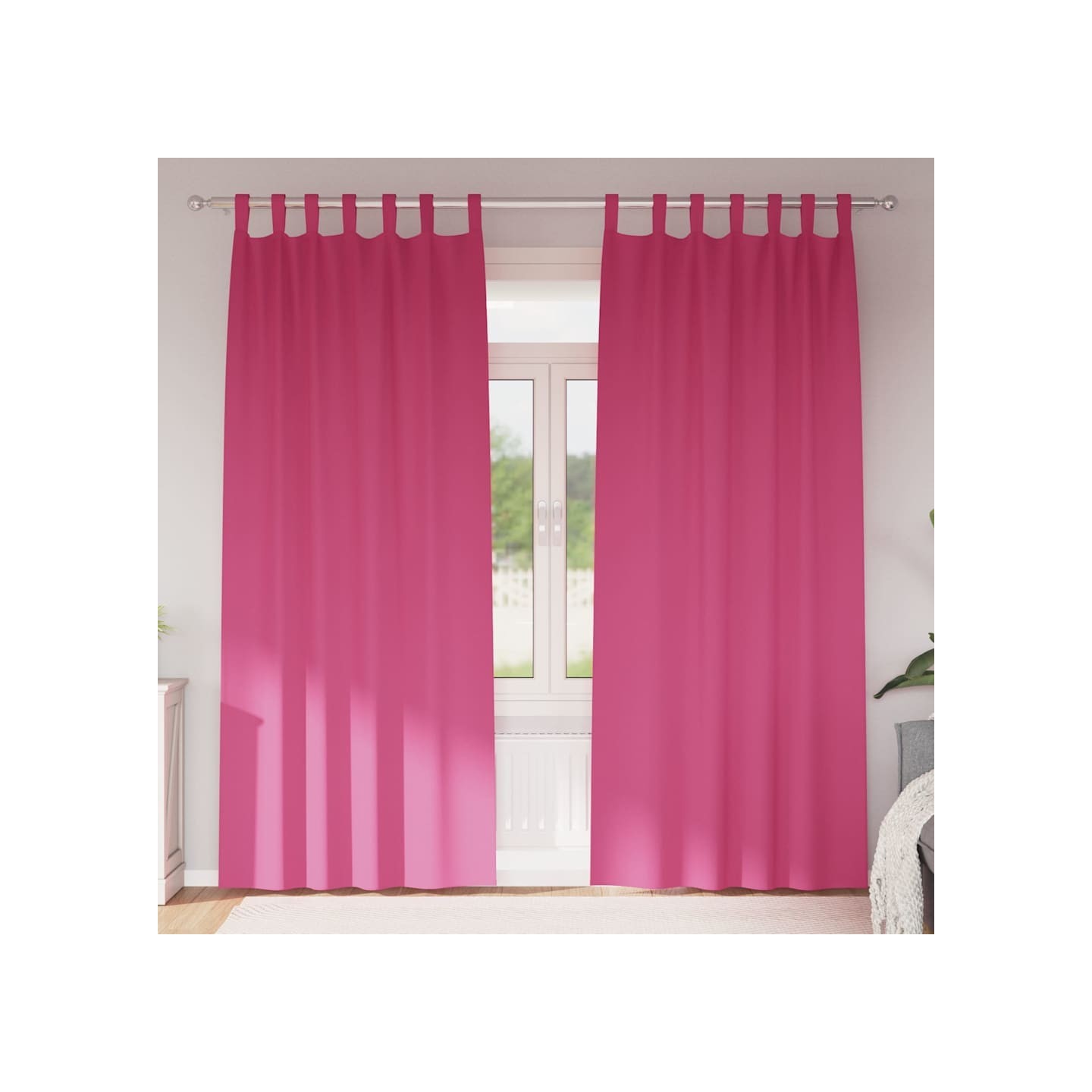 Rideaux occultants avec anneaux 2 pc Rose vif 245 x 140 cm