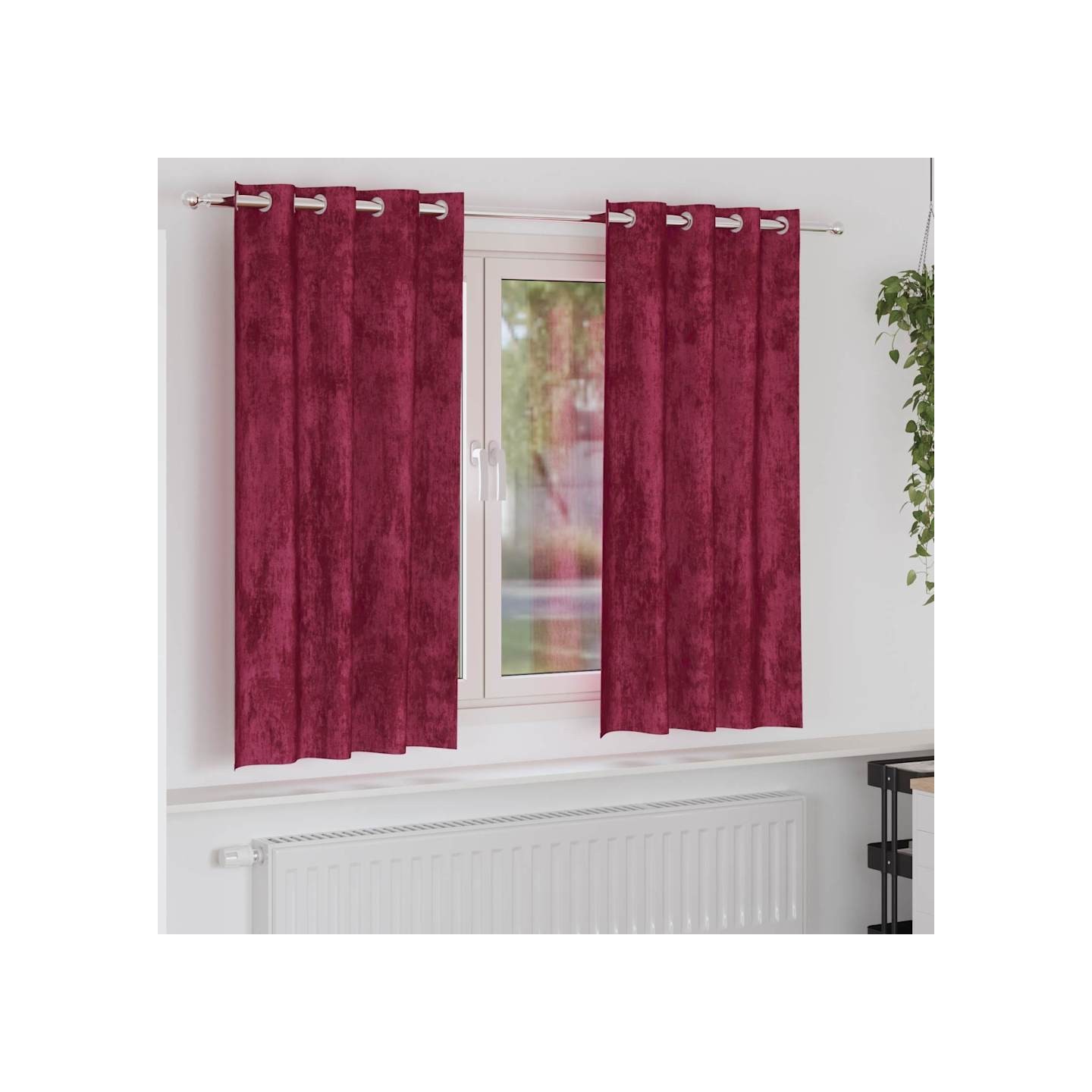 Rideaux en velours 2 pc Bordeaux 175 x 140 cm Velours
