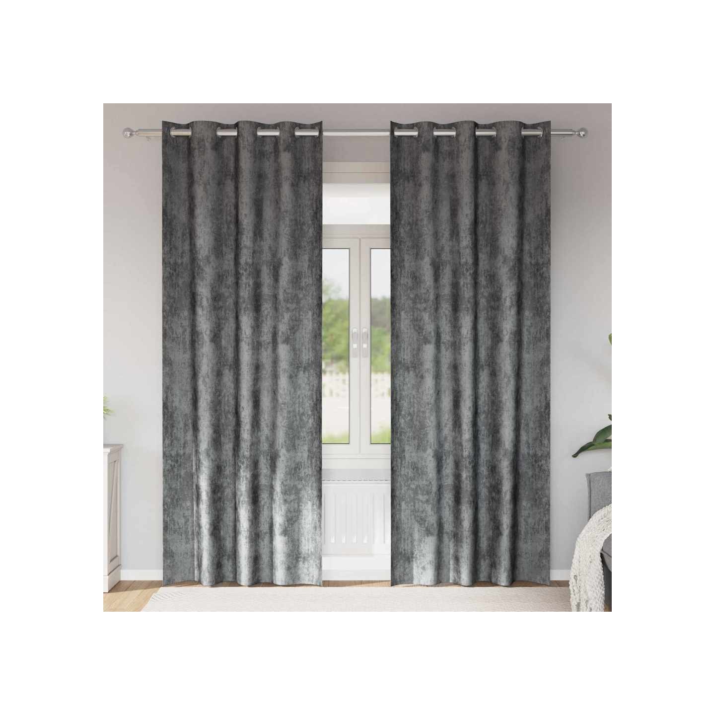 Rideaux en velours 2 pc Gris 225 x 140 cm Velours