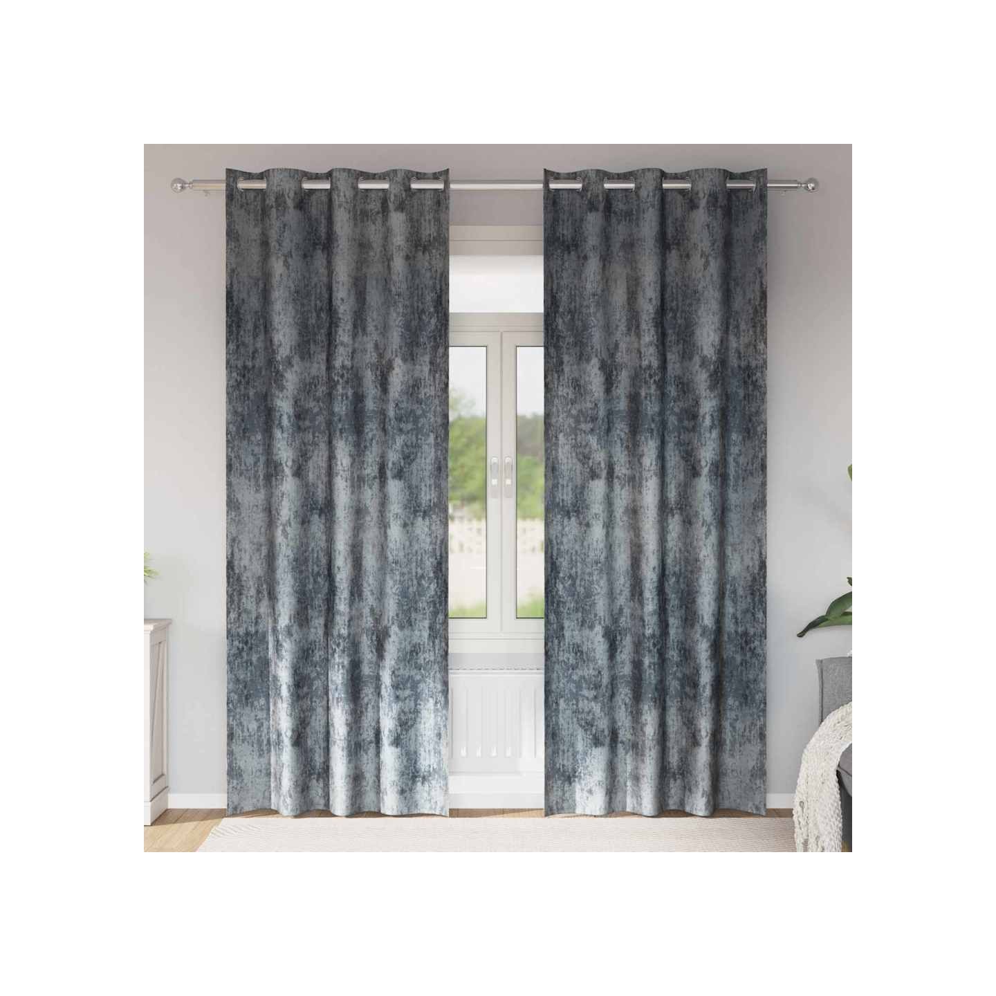 Rideaux en velours 2 pc Gris Argenté 260 x 140 cm Velours