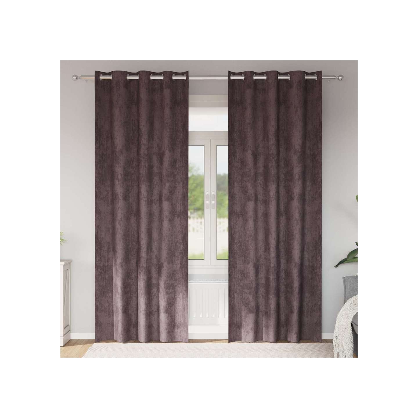 Rideaux en velours 2 pc Marron 245 x 140 cm Velours