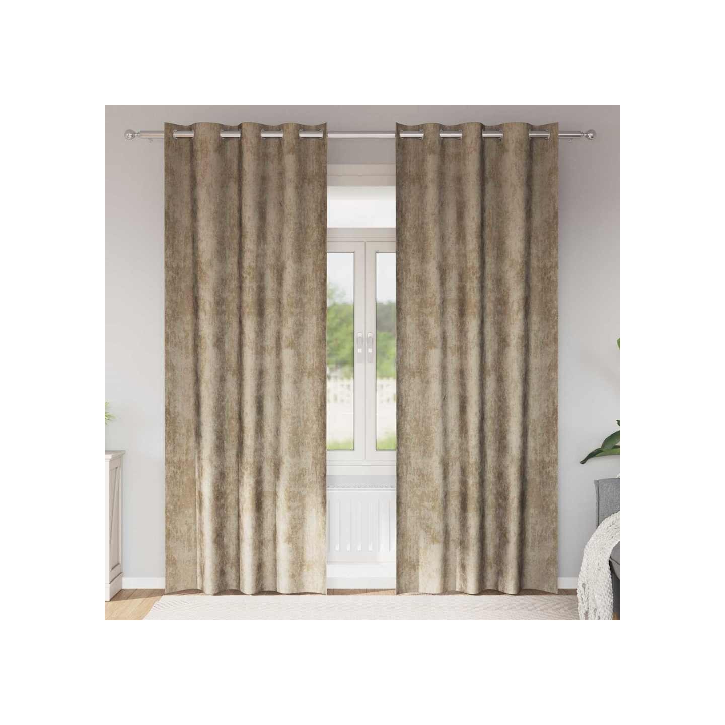 Rideaux en velours 2 pc Champagne 225 x 140 cm Velours