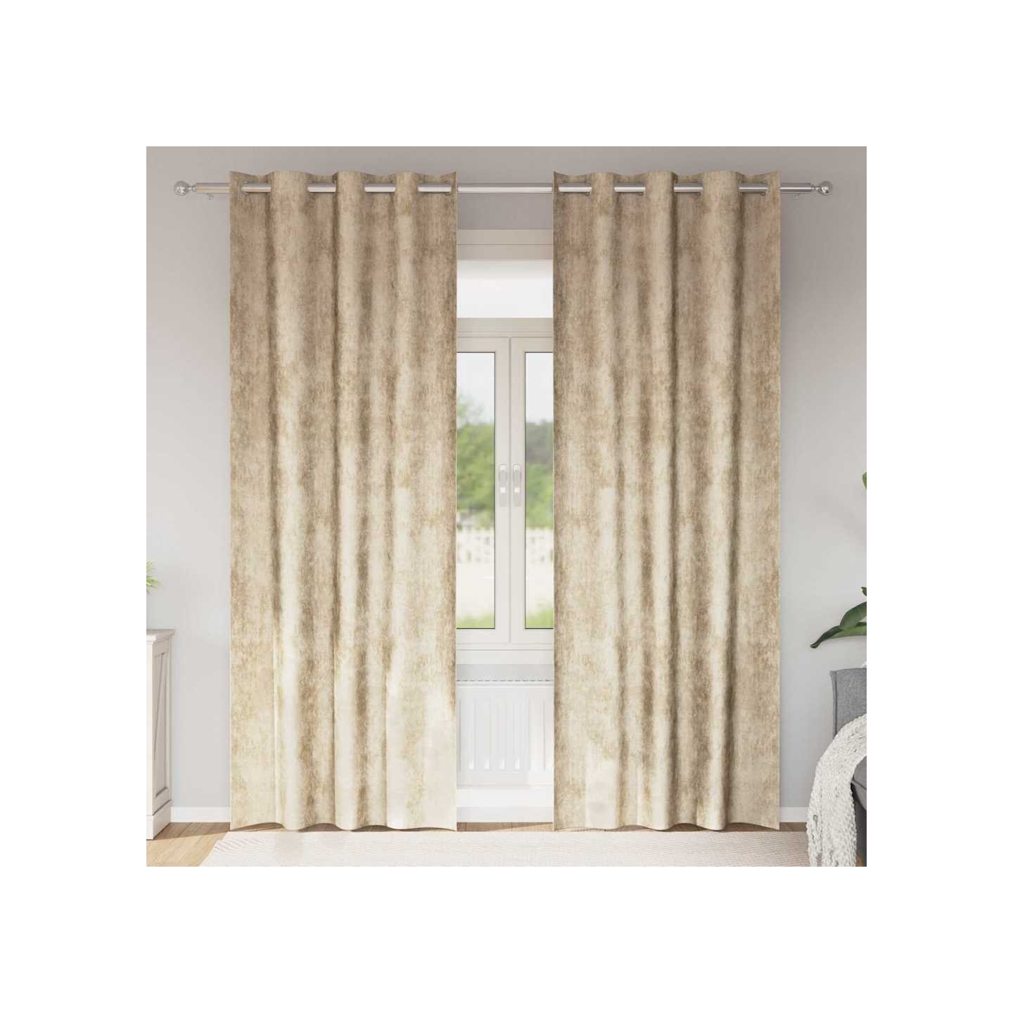 Rideaux en velours 2 pc Crème 245 x 140 cm Velours