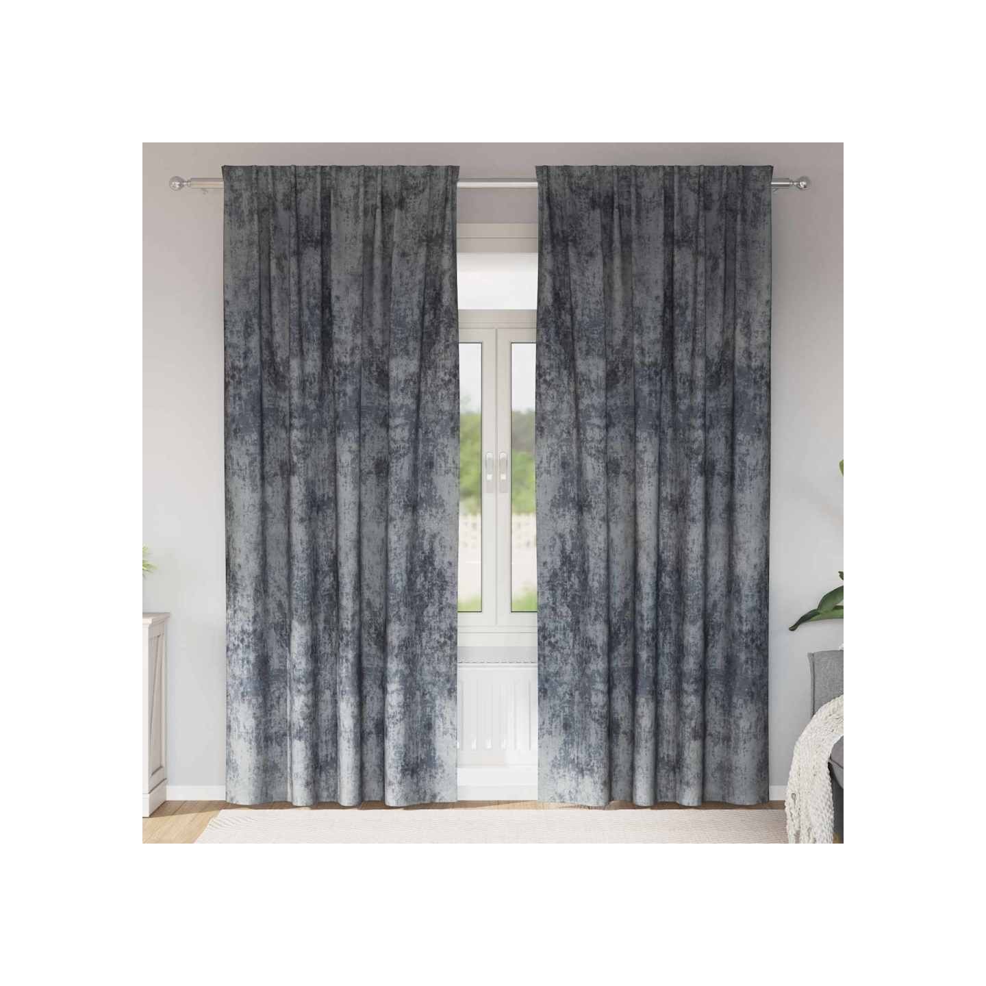 Rideaux en velours 2 pc Gris Argenté 245 x 140 cm Velours