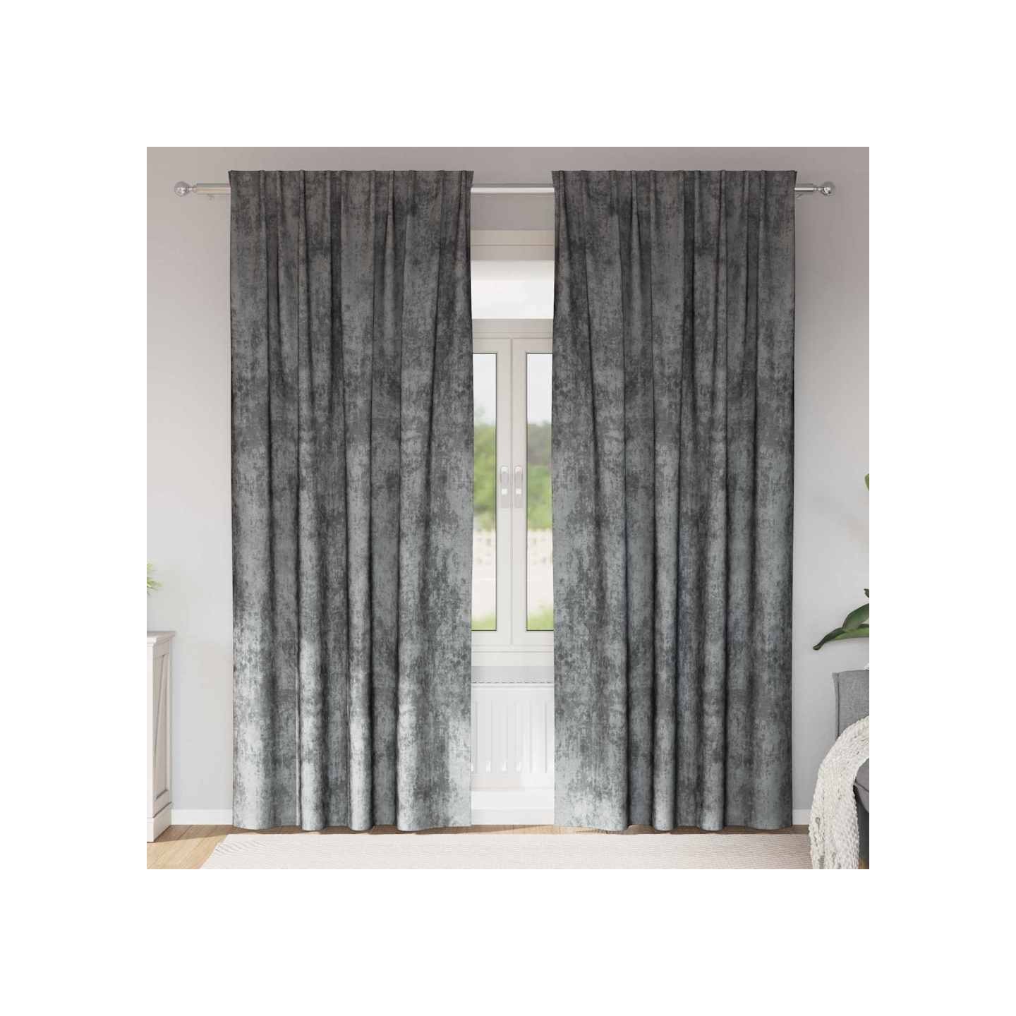 Rideaux en velours 2 pc Gris 245 x 140 cm Velours
