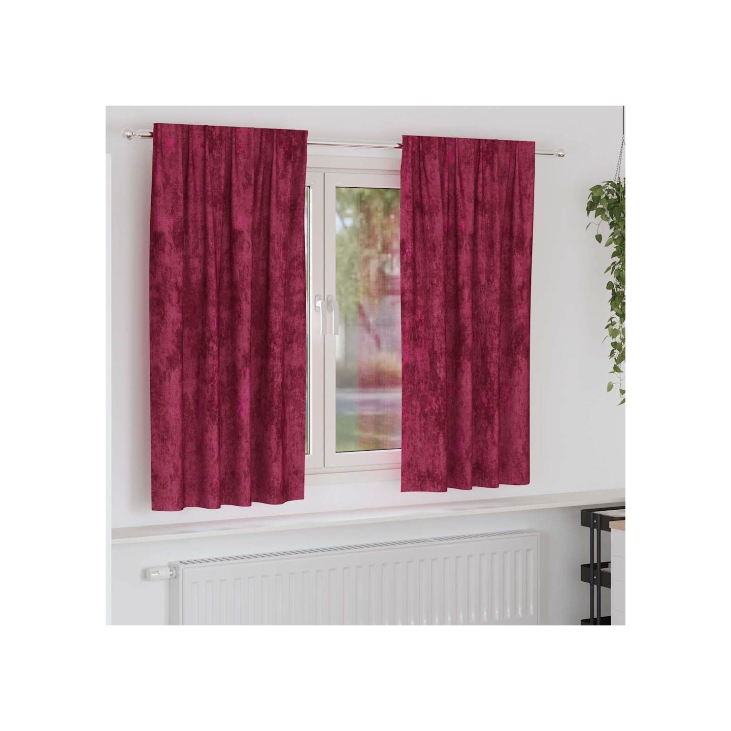 Rideaux en velours 2 pc Rouge bordeaux 175 x 140 cm Velours