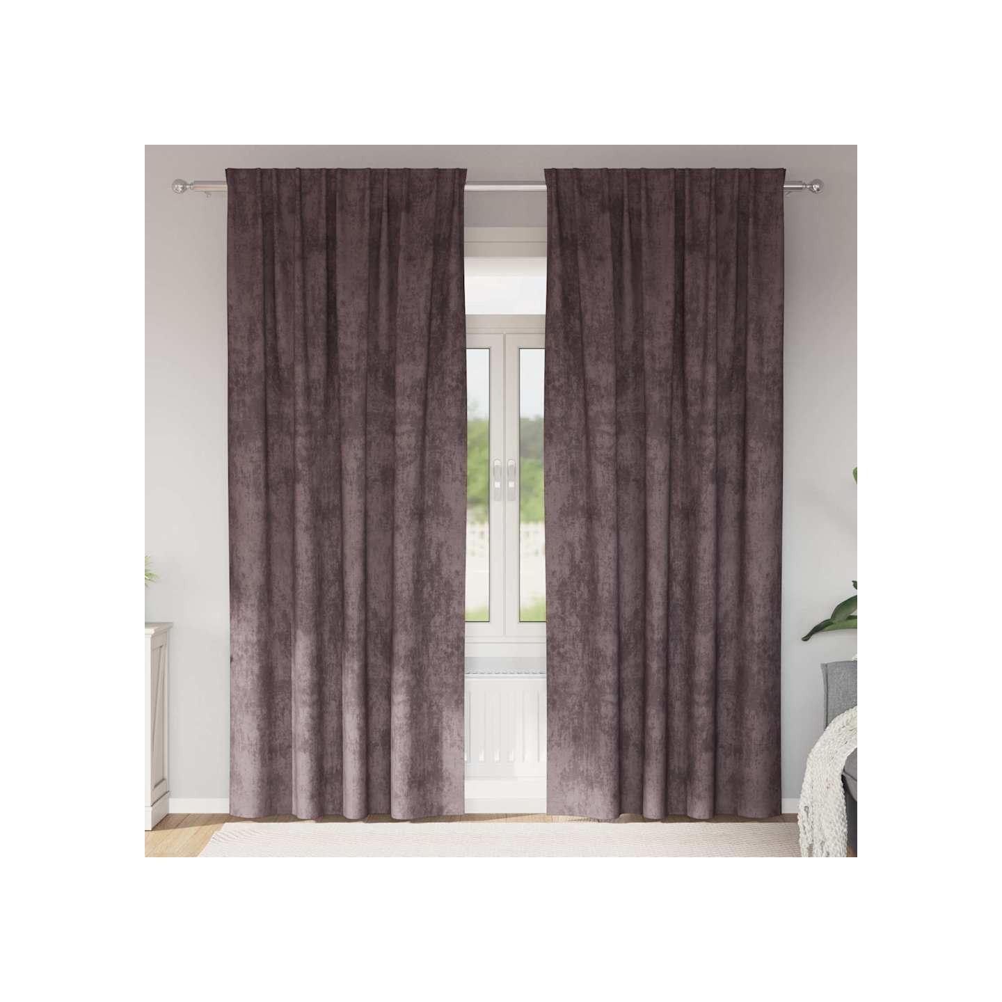 Rideaux en velours 2 pc Marron 225 x 140 cm Velours
