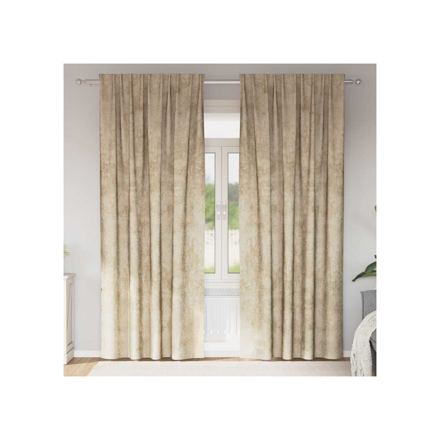 Rideaux en velours 2 pc Crème 225 x 140 cm Velours