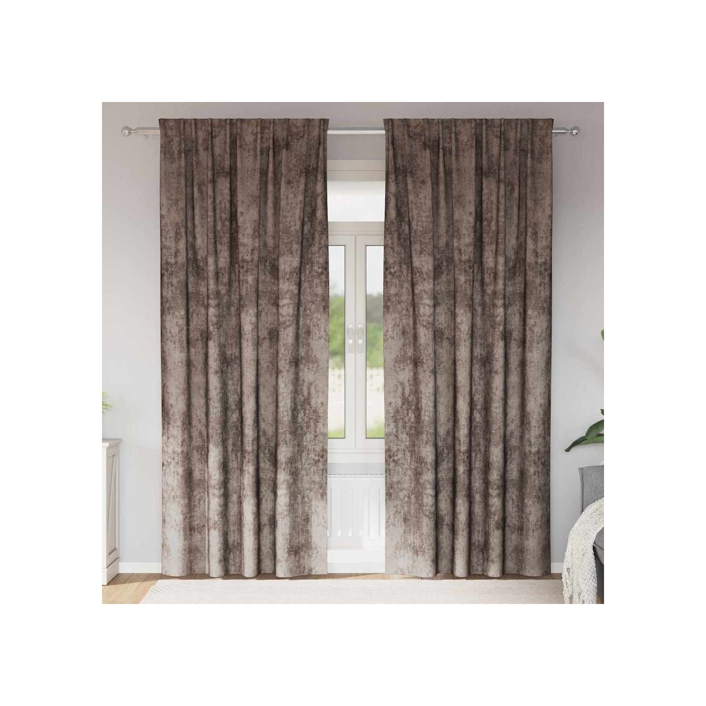 Rideaux en velours 2 pc Cappuccino 225 x 140 cm Velours