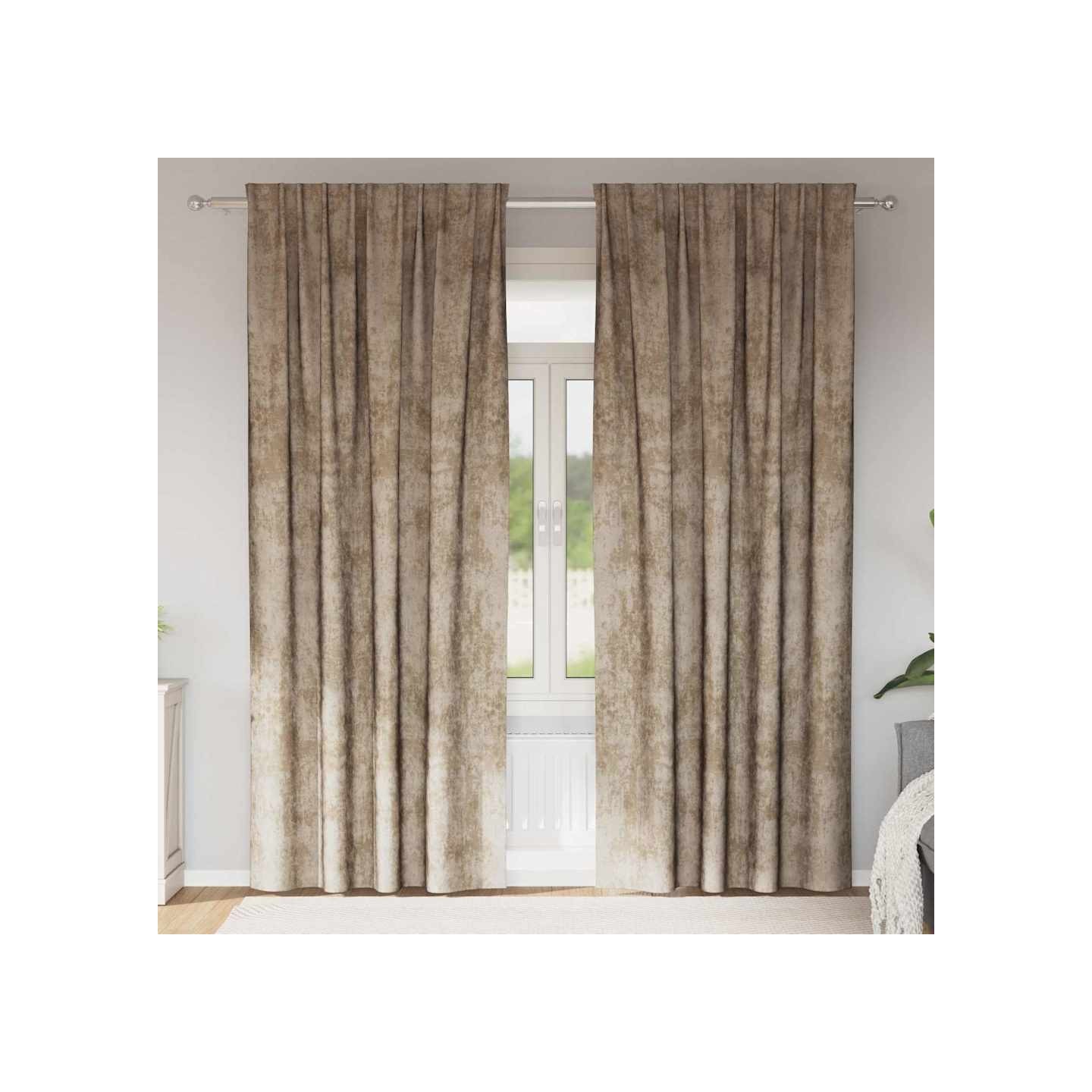 Rideaux en velours 2 pc Champagne 225 x 140 cm Velours