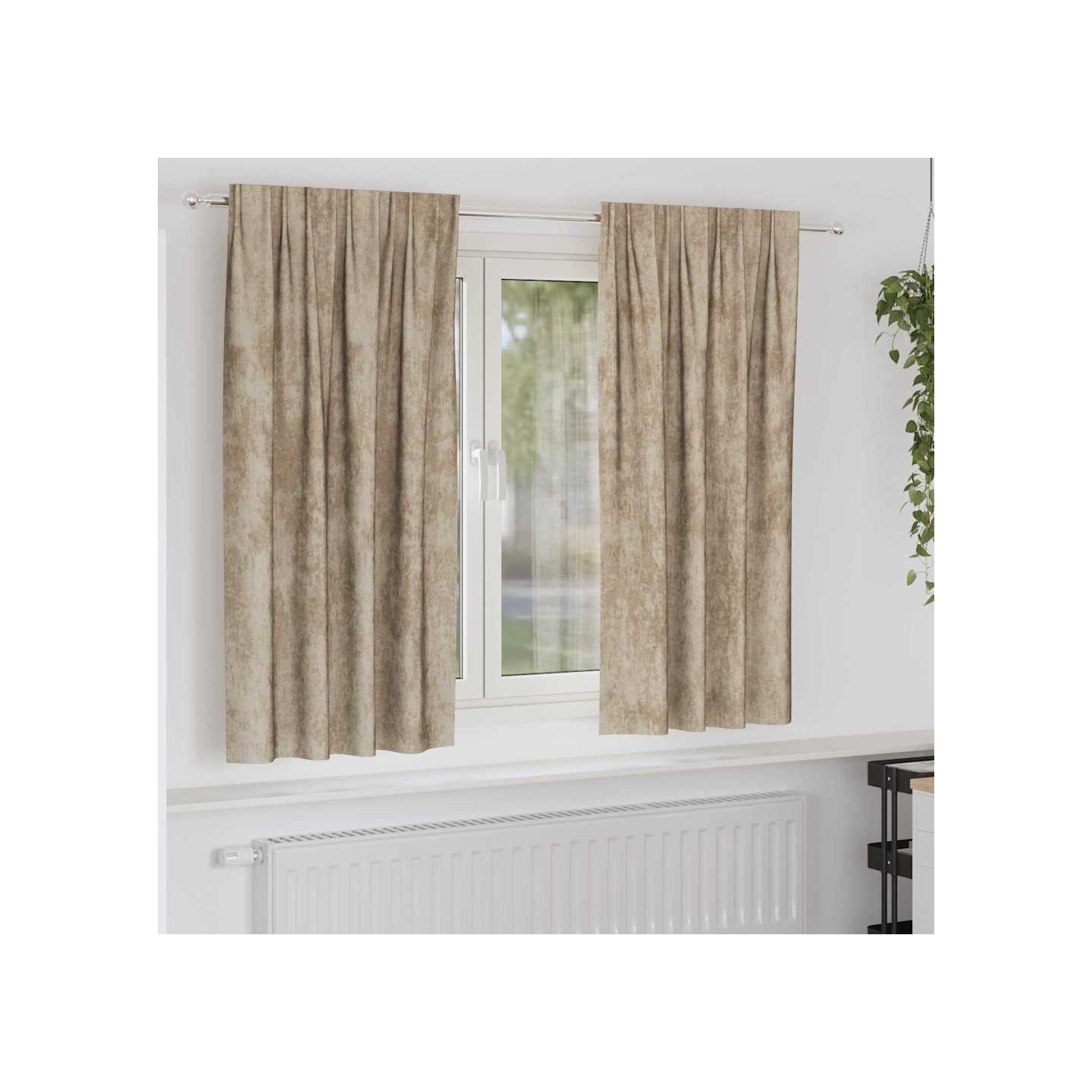 Rideaux en velours 2 pc Champagne 175 x 140 cm Velours