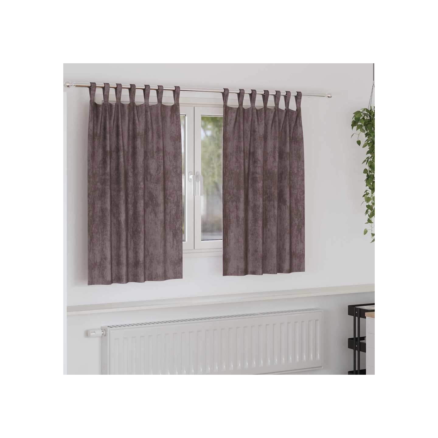 Rideaux en velours 2 pc Marron 140 x 140 cm Velours