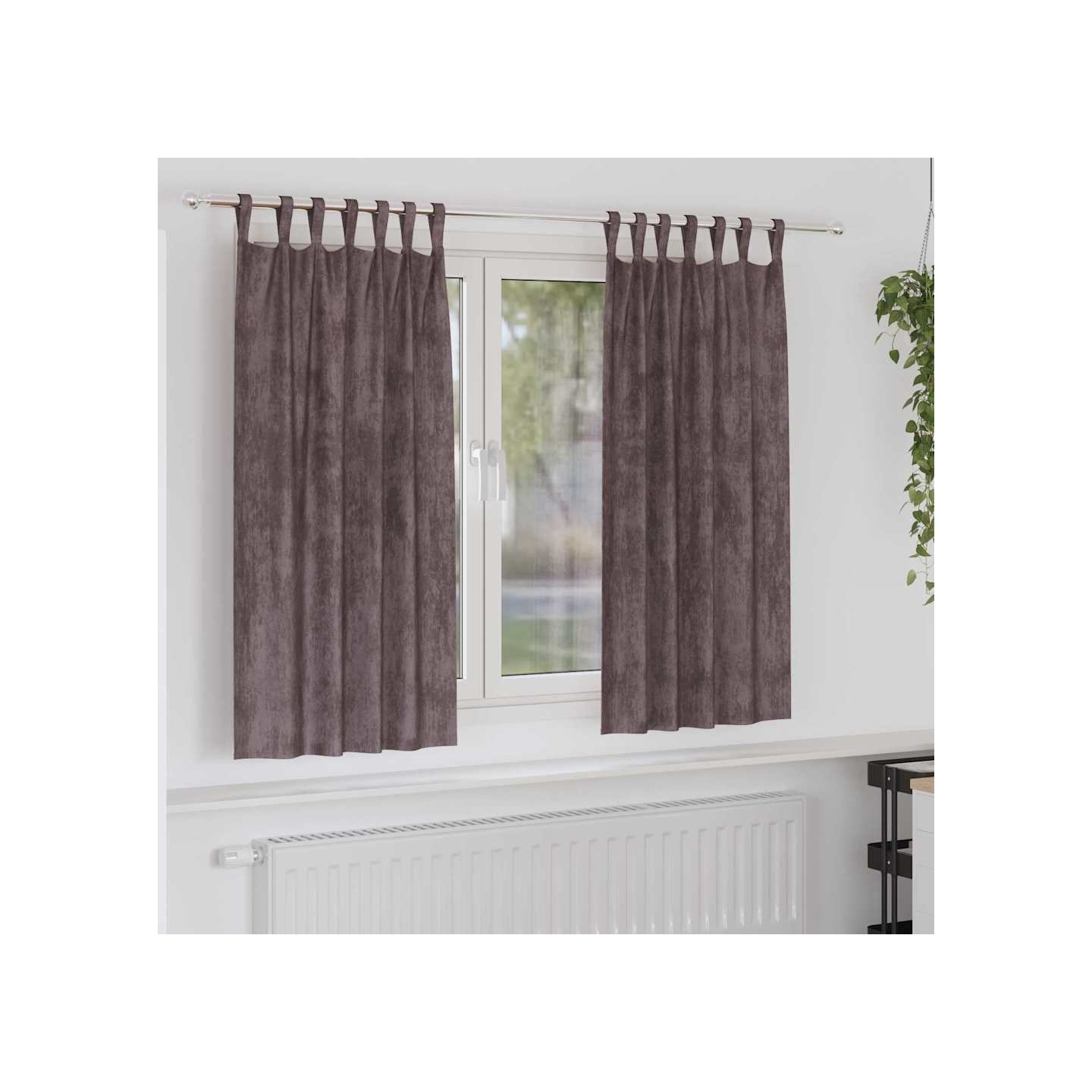 Rideaux en velours 2 pc Marron 175 x 140 cm Velours