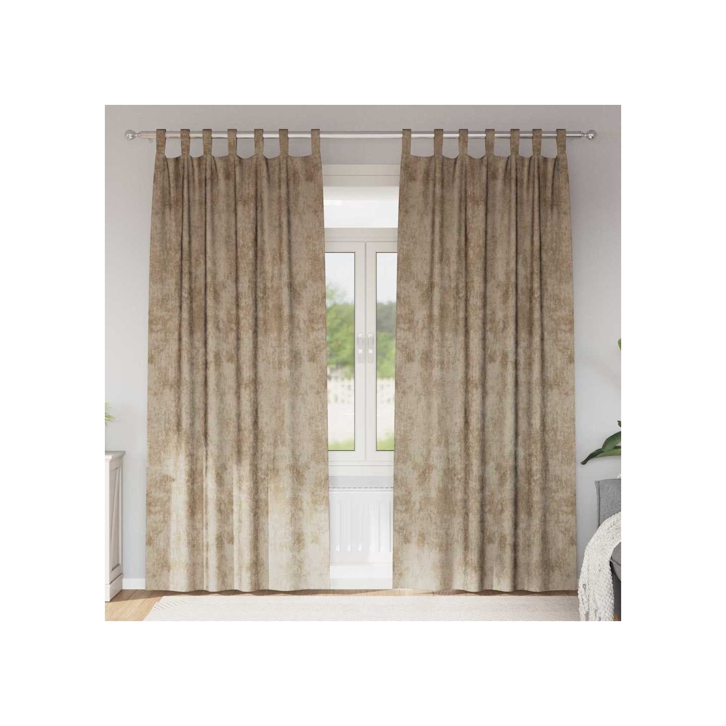 Rideaux en velours 2 pc Champagne 225 x 140 cm Velours