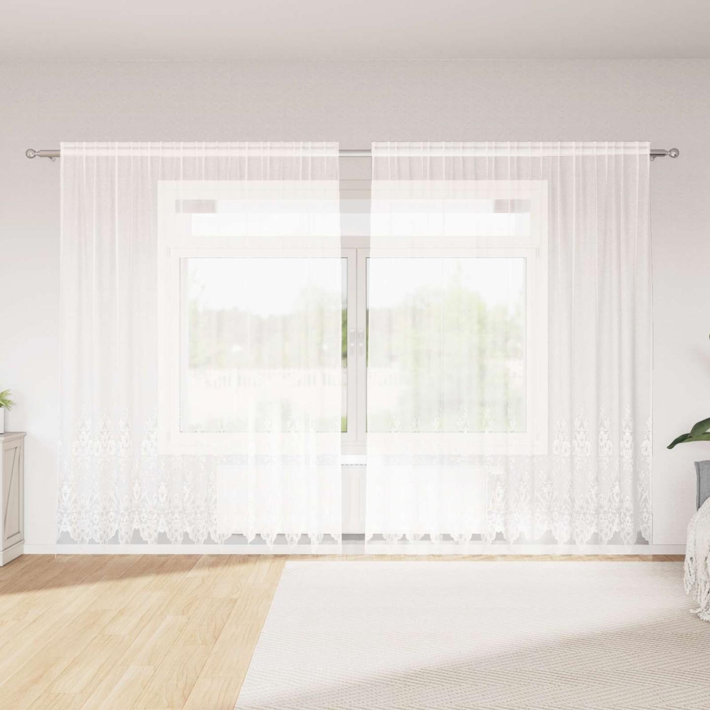 Rideau en Dentelle Blanc 220 x 300 cm Polyester