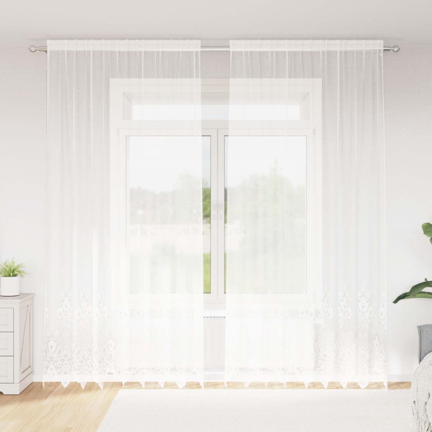 Rideau en Dentelle Blanc 280 x 200 cm Polyester