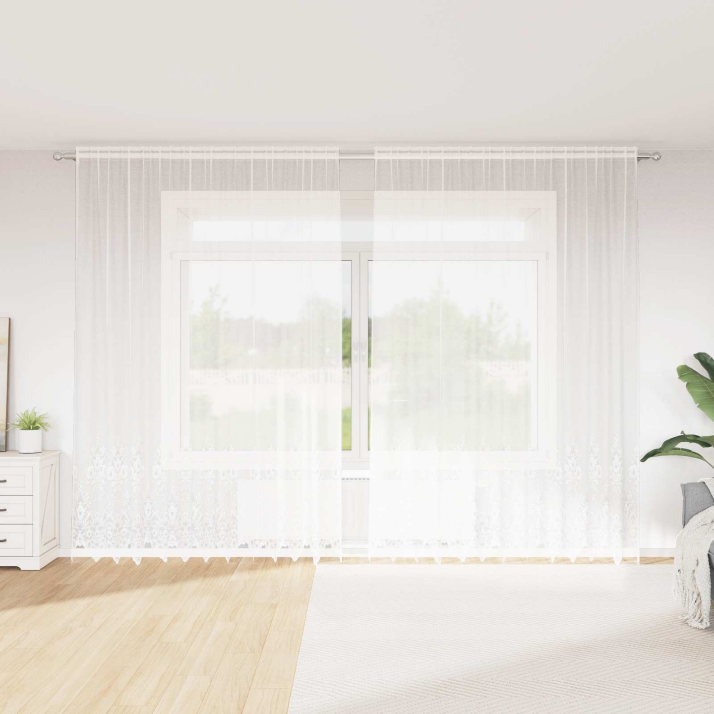 Rideau en Dentelle Blanc 300 x 300 cm Polyester