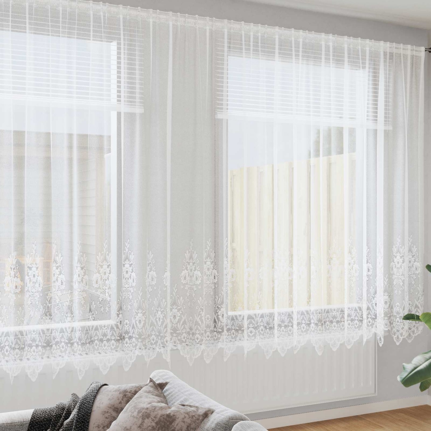 Rideau en Dentelle Blanc 245 x 400 cm Polyester