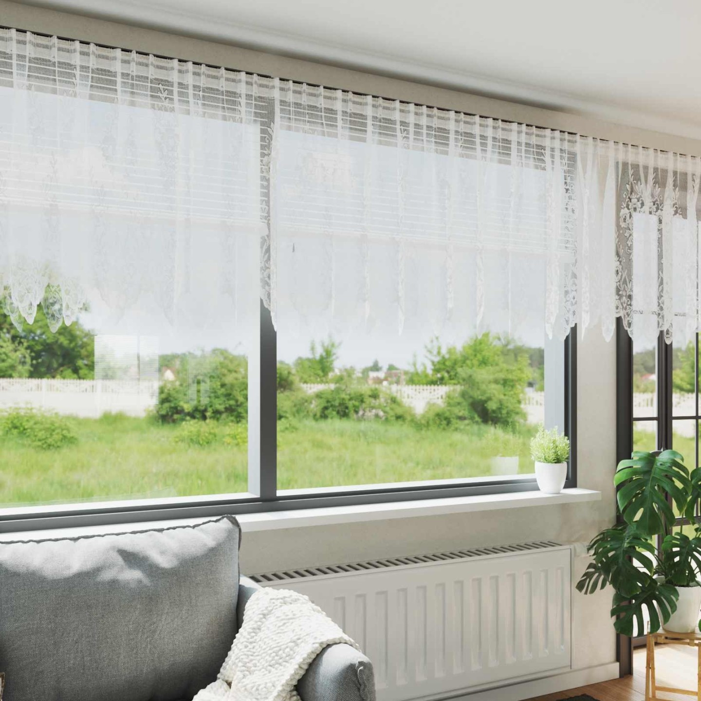 Rideau en Dentelle Blanc 120 x 750 cm Polyester