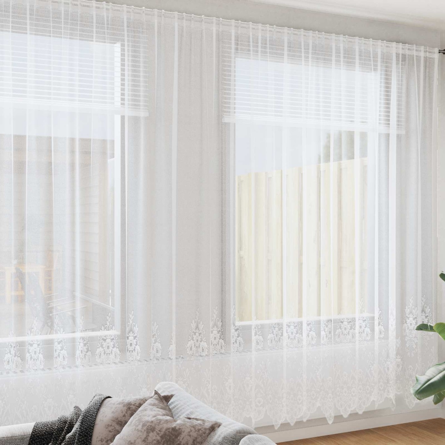 Rideau en Dentelle Blanc 300 x 600 cm Polyester