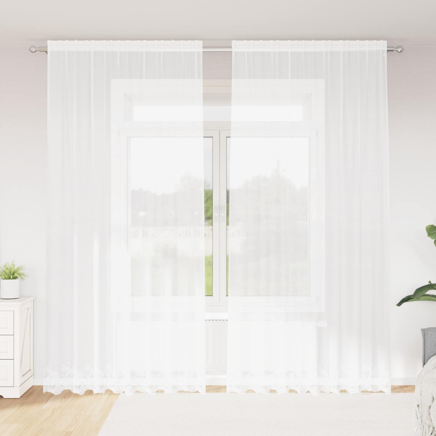 Rideau en Dentelle Blanc 280 x 200 cm Polyester