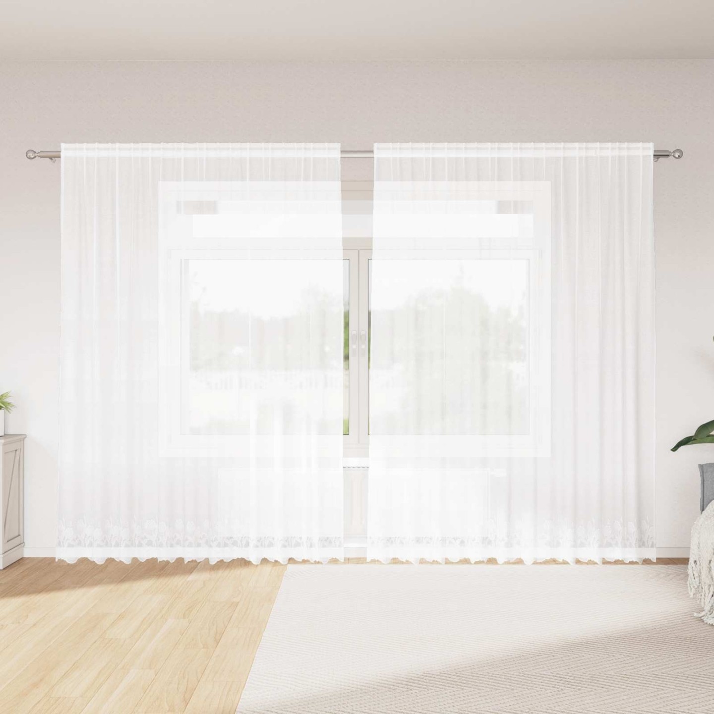 Rideau en Dentelle Blanc 200 x 300 cm Polyester